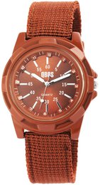QBOS men's watch with textile strap, brown