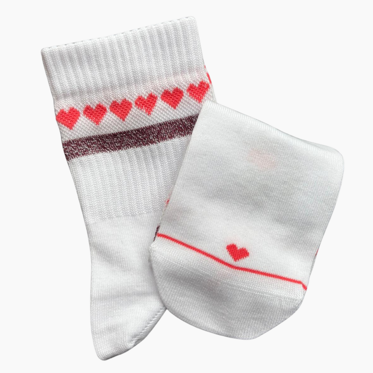 Glitzersocken Herzchenkette - rot