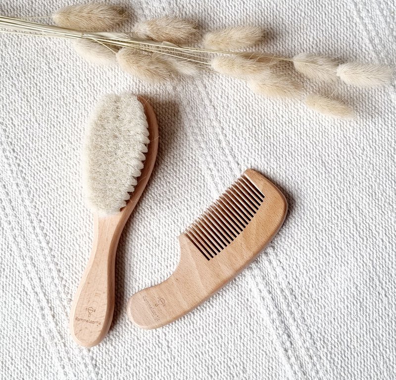 Rattle Wooden Baby Brush and Comb Set