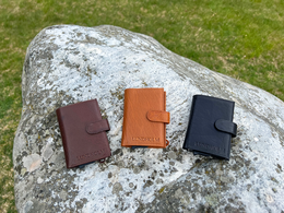 Porta carte da uomo estensibile Lundholm - con scomparto per monete, banconote - porta carte in pelle porta carte di credito estensibile da uomo
