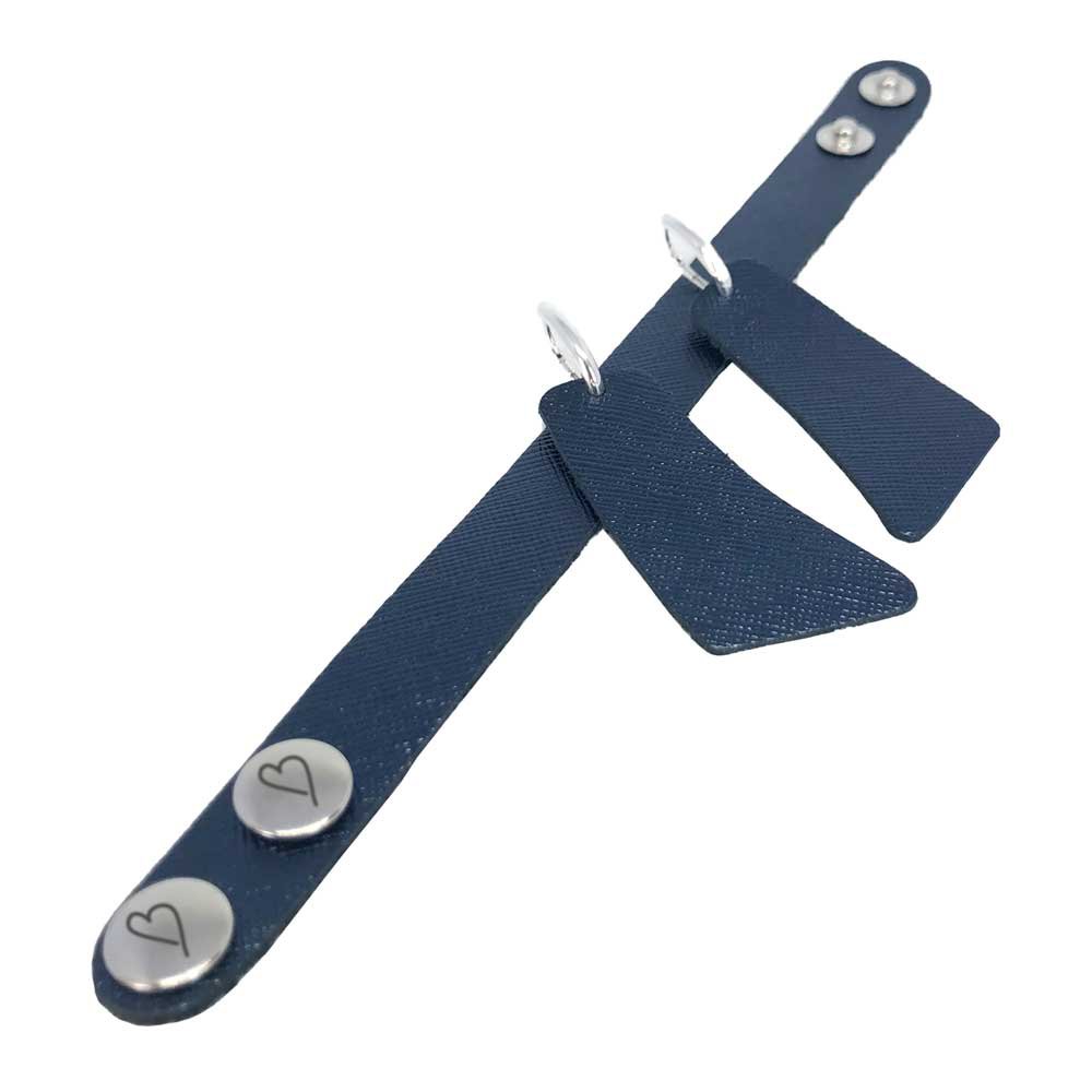 Leren oorbellen 'Loops', Designer Donkerblauw