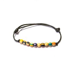 Bracciale con perline di legno di skateboard riciclati, multicolore, blu, verde, rosso, perline da 6 mm, regolabile, unisex