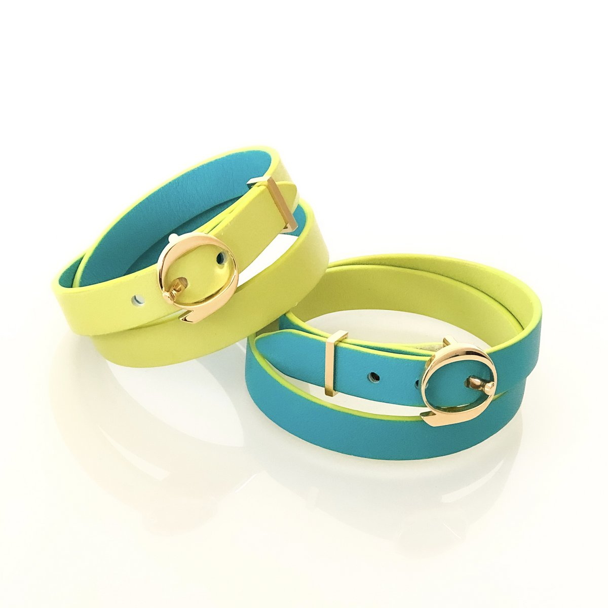 Pulsera de cuero DUO TWIST Turquesa - Lima