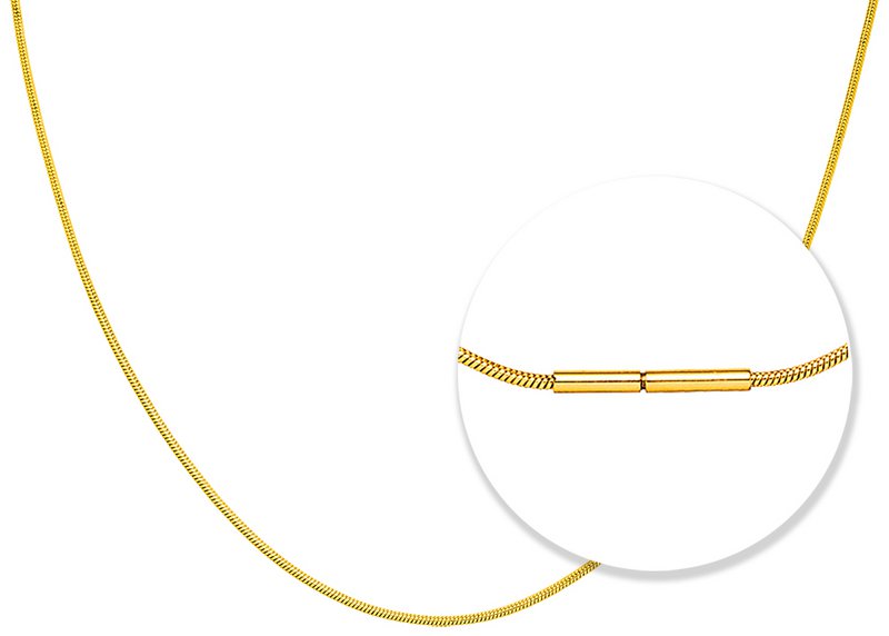 Chaîne serpent PURE fermoir baïonnette 45cm en acier inoxydable - doré