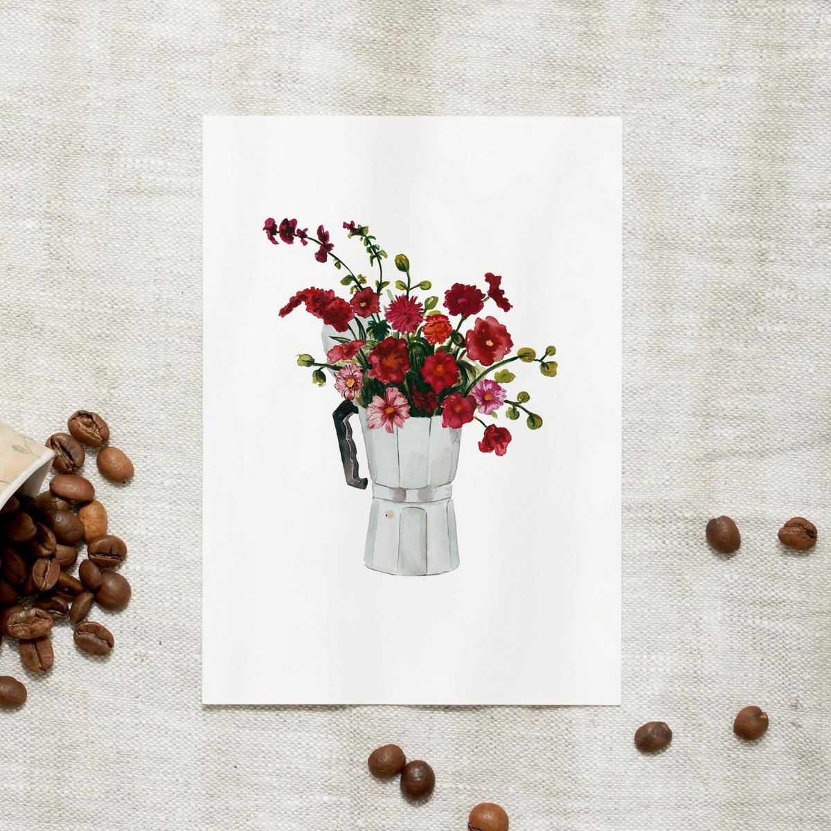 Ansichtkaart - Rood espressoboeket