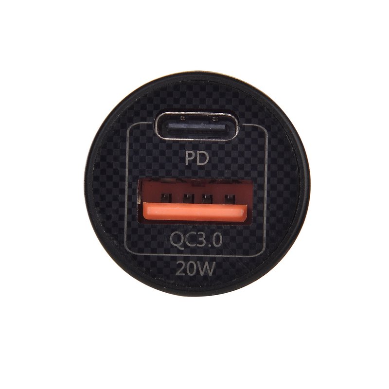 TEKMEE ZWARTE AUTOLADER 20W PD+QC
