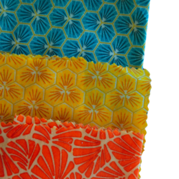 Bee Wrap Emballage réutilisable et zéro déchet 3 tailles trio S ( 20cm*20) cm  M (22*29cm) , L (30 cm *30cm)