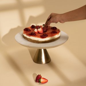 Cake Stand | White Marble Base Metal | Gold