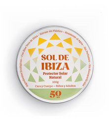 Naturlig solcreme SPF50 Sol de Ibiza. BIO. Mineralske filtre. Ingen plastik. Særlig vandsport. 100 ml dåse.