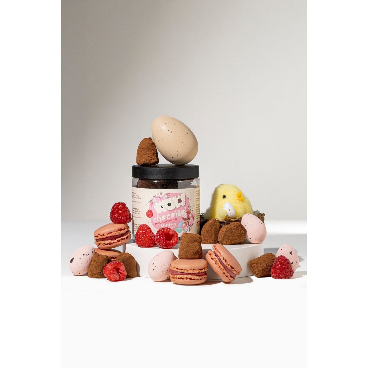 Raspberry Macaron Chocolate Truffles - barattolo di regali di Pasqua 130G