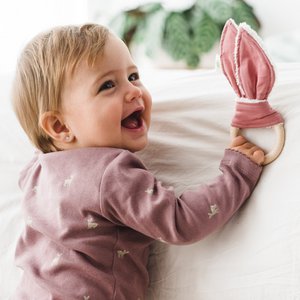 Pink bunny teething ring