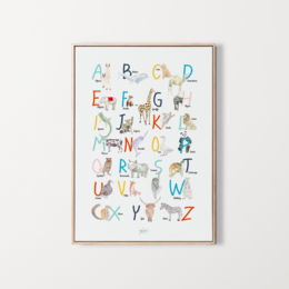 Affiche d'apprentissage Alphabet à l'aquarelle modèle unique