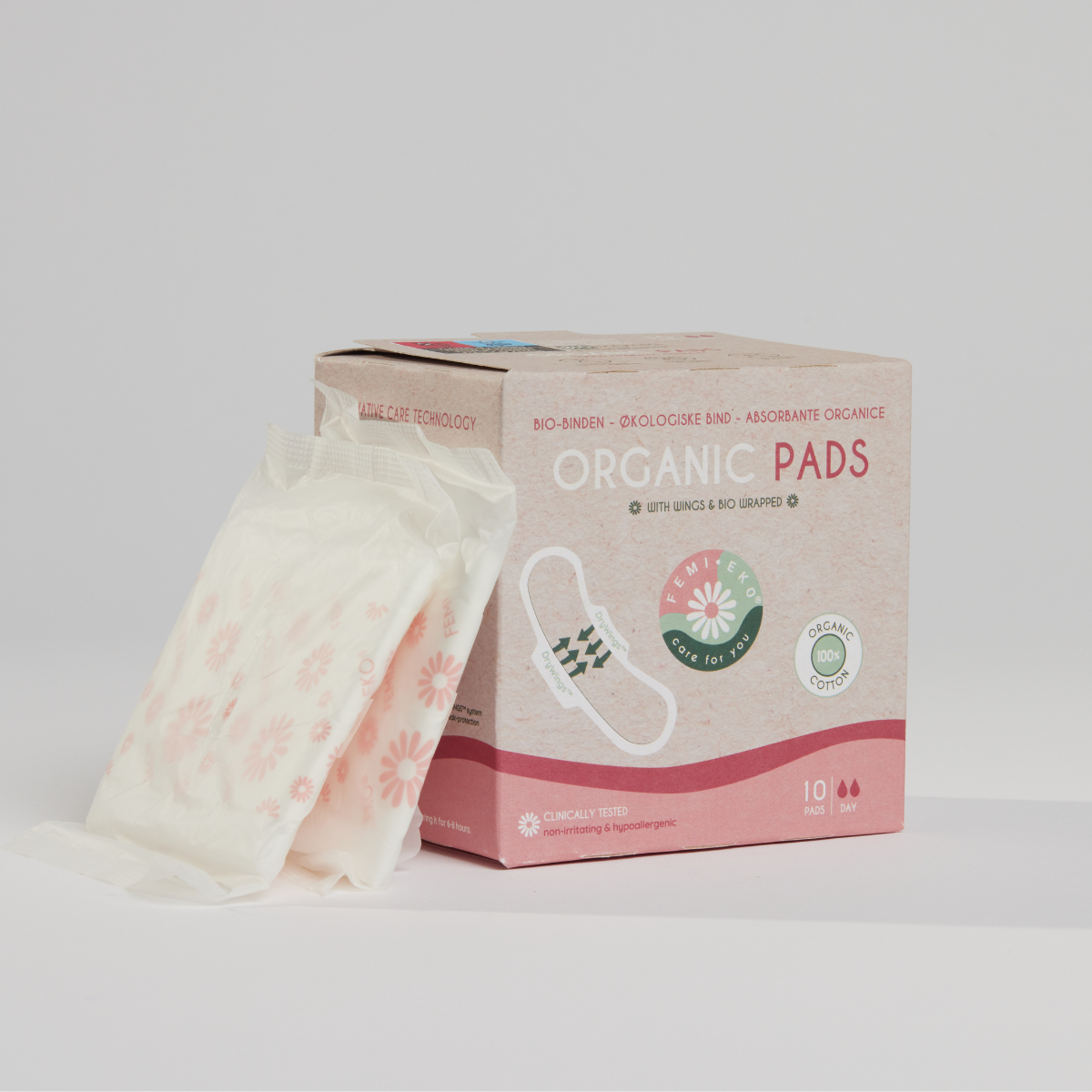FEMI.EKO® Organic Cotton Winted Pads - Ultra Day - 10 PCS
