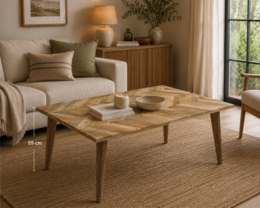 Light/dark brown wooden coffee table 120 x 70 x 55 h cm