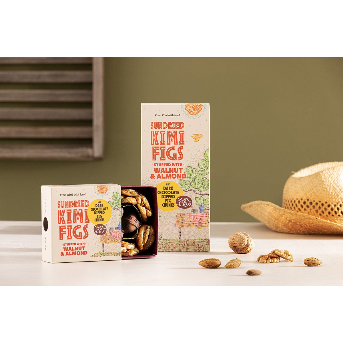 KUMILIO Premium Kími fig GIFT BOX filled with Nuts & dark Chocolate dipped 180g