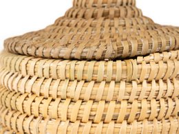 Moroccan Rattan Basket with Lid, Boho, Ethnic, Handmade Moroccan Basket 15 cm