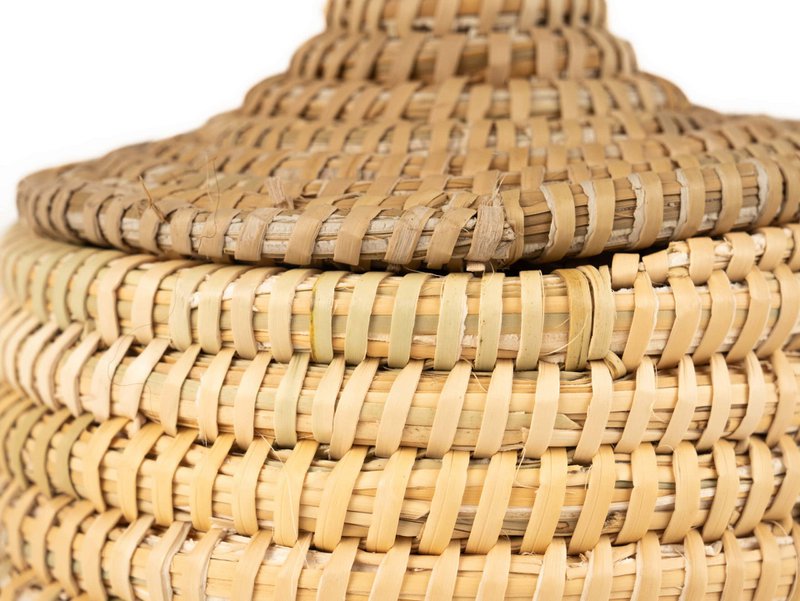Moroccan Rattan Basket with Lid, Boho, Ethnic, Handmade Moroccan Basket 15 cm
