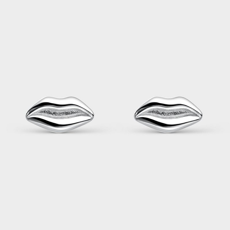 Silver lips earrings
