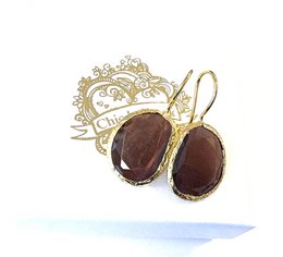 Øreringe cateye sten brune
