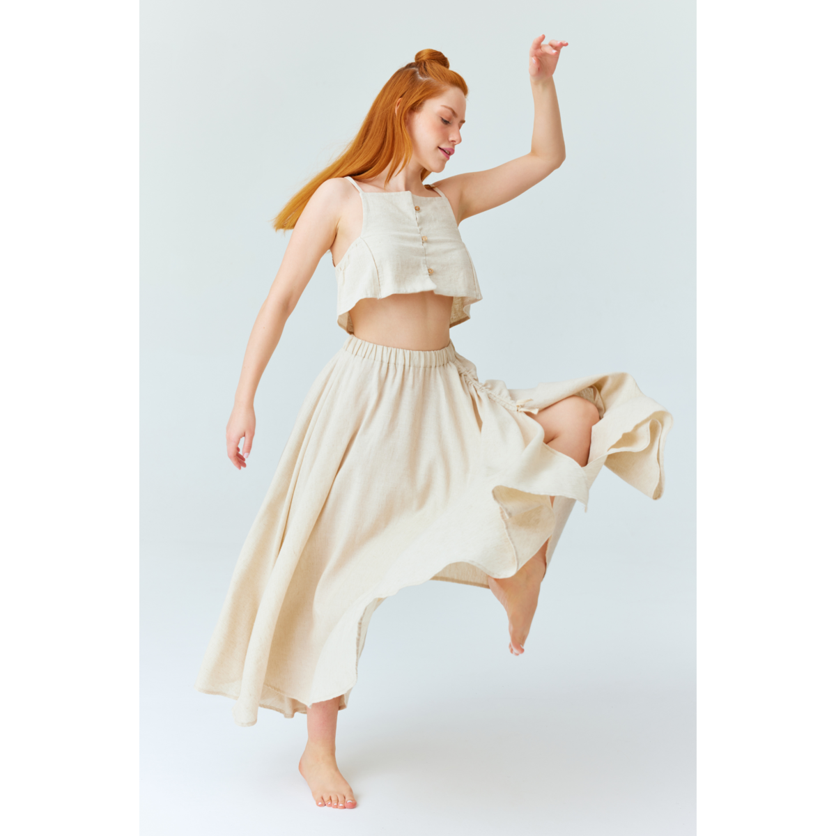 Falda de lino asana - beige natural