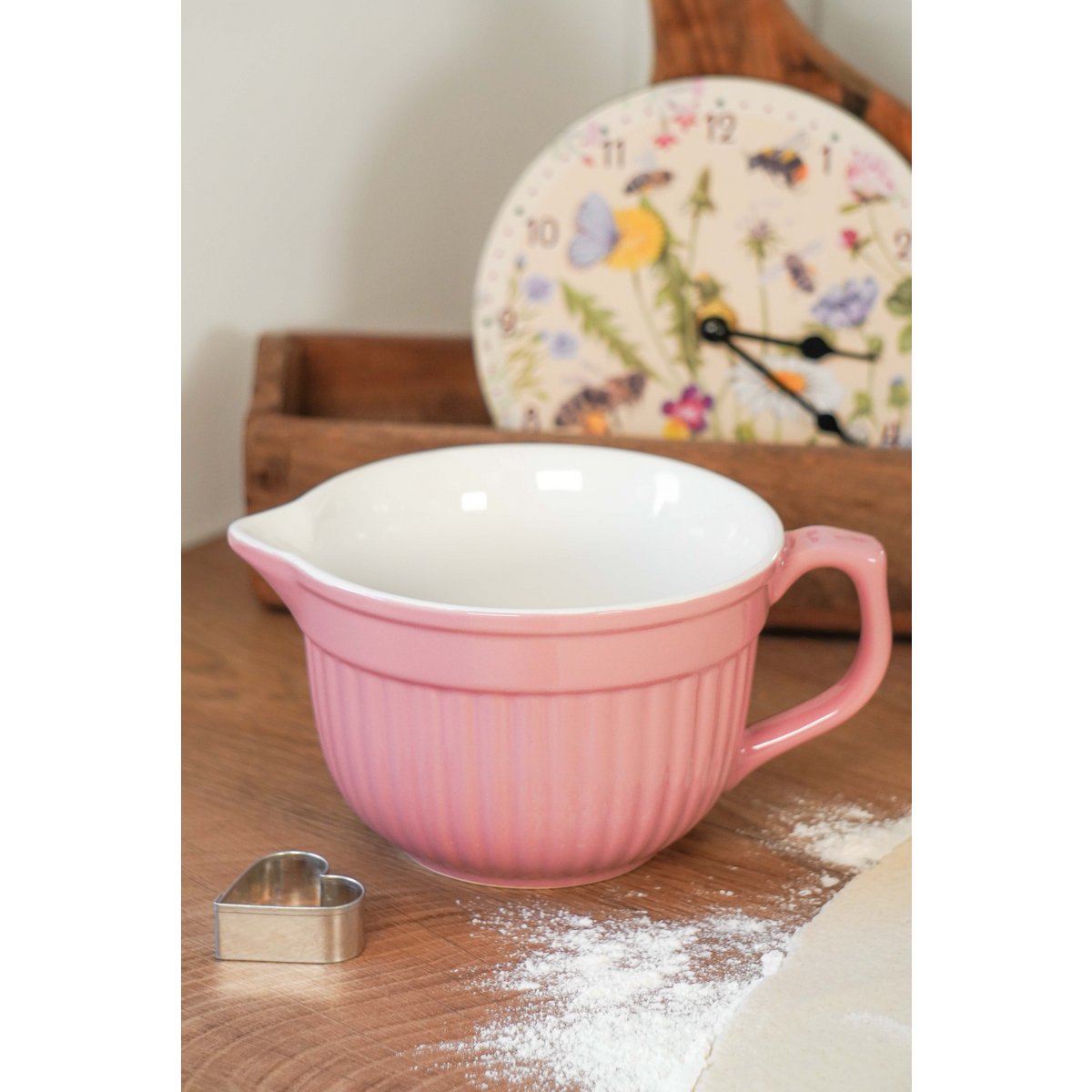 Pink batter bowl stripes 18 cm