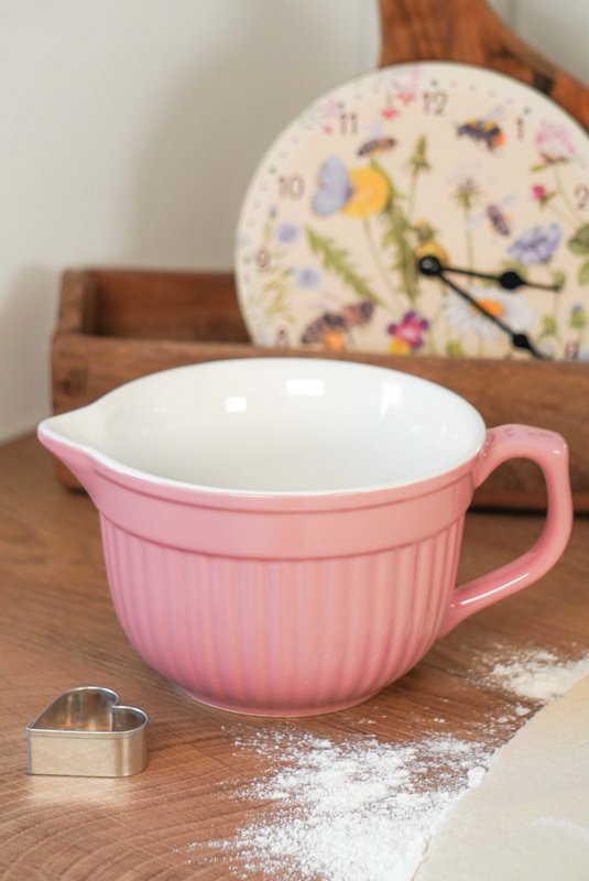 Pink batter bowl stripes 18 cm
