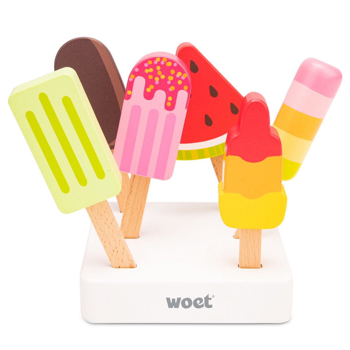 Eisspielset aus Holz mit Ständer, 6-teilig