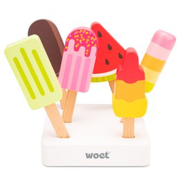 Eisspielset aus Holz mit Ständer, 6-teilig