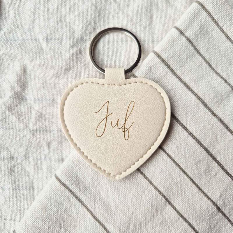 Leren hanger - Hart beige juf