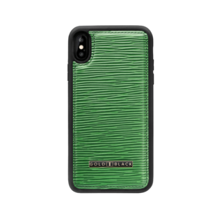 iPhone XS Max leather case UNICO embossing green (genuine leather)