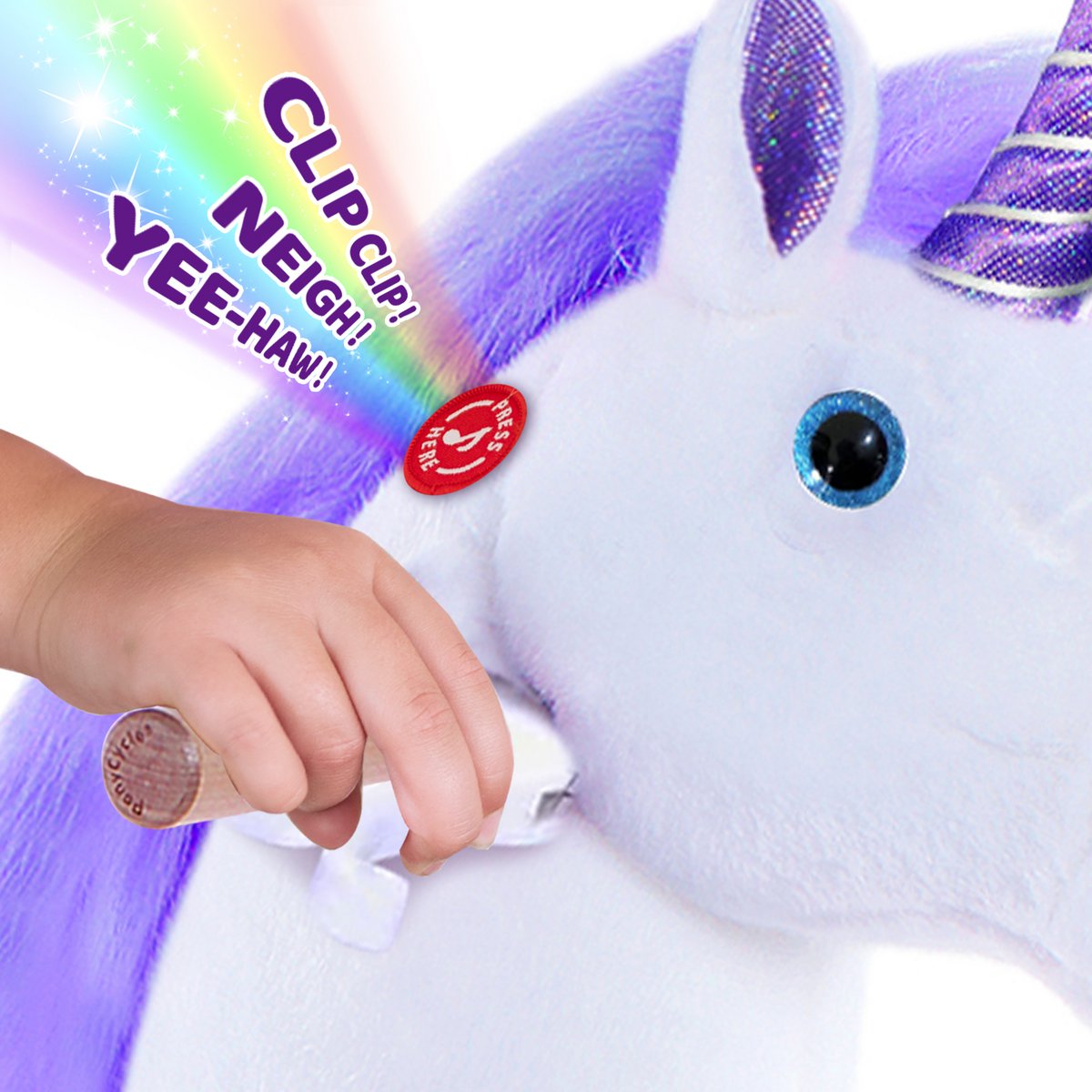 Ponycycle Ride on Toy Purple Unicorn | Edad 3-4 | Juguete de montar animal de lujoso | Clásico u mejores regalos
