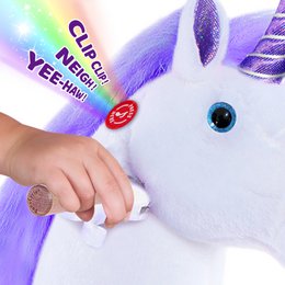 Ponycycle Ride su Toy Purple Unicorn | Età 3-4 | Peluche giocattolo da giro per animali | Classic U migliori regali