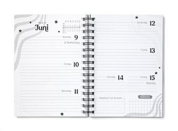 Agenda annuale 2025 A5 Nero Bianco // Agenda degli obiettivi con raccoglitore ad anelli