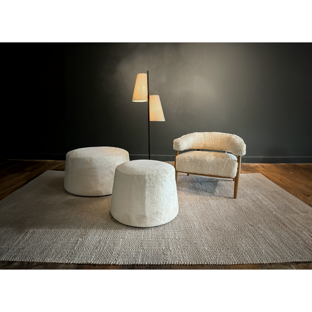 SEAT OAKBEN LAPIT23 FAUX WOOL NATURAL WOOD