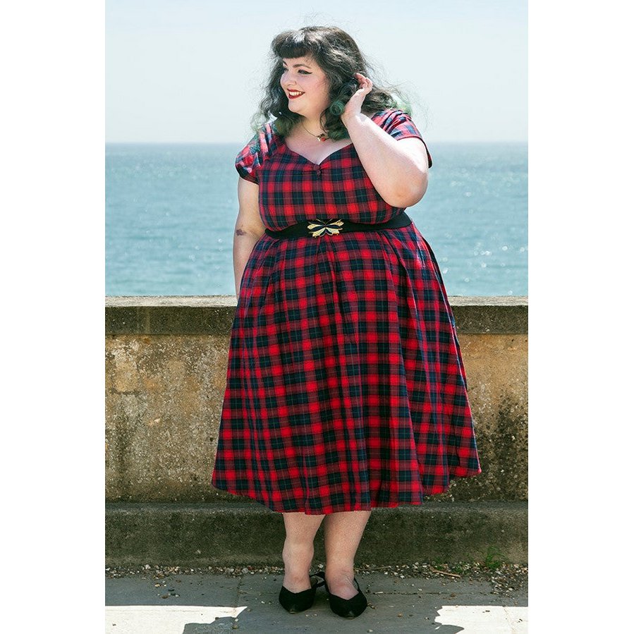 Robe de swing d'épaule d'étoile de l'UE en tartan rouge