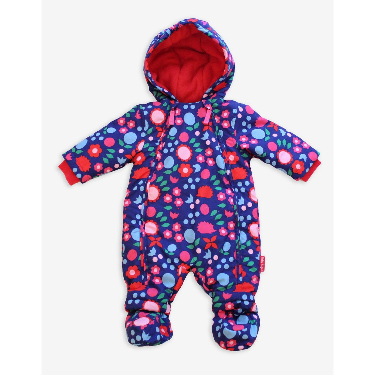 Baby snowsuit with fleece feed and hedgehog pressure, waterproof
