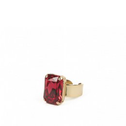 Celeste Gold Plated Ring With Ruby Crystal