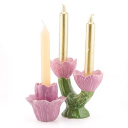Earthenware candle stand flower