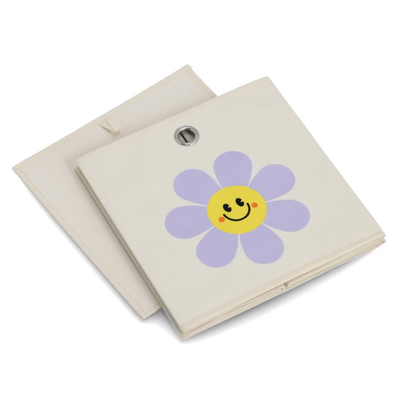 Storage box "Happy Flower", fleece, cream