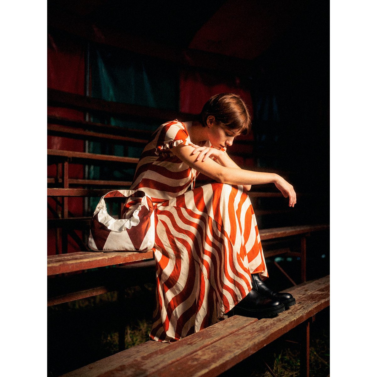 Robe longue rouge rayée Candycane