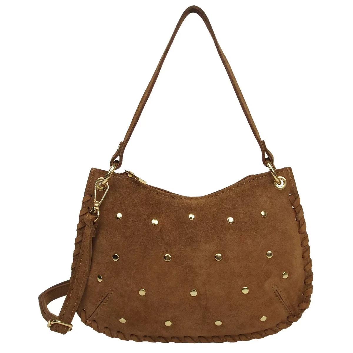 Borsa a Mano Semitonda in Crosta di Pelle con Borchie 58030