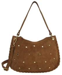 Borsa a Mano Semitonda in Crosta di Pelle con Borchie 58030