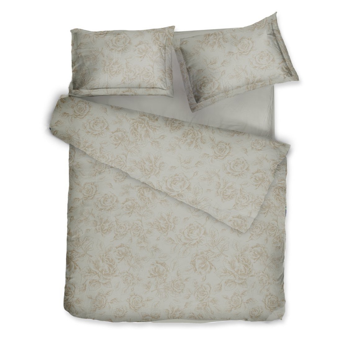 Satijnen beddengoedset Rose Line Almond