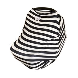 A versatile nursing and car seat cover in a classic black and white striped pattern. Provides privacy and protection for baby during feeding and travel.