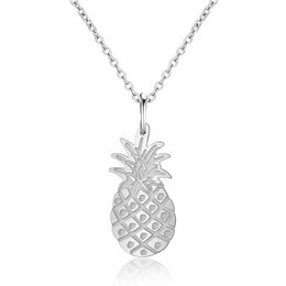A delicate silver pineapple pendant necklace with a textured pineapple design. The pendant is made of sterling silver and hangs from a silver chain, creating a stylish and elegant accessory.