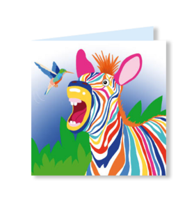 Vriendschapskaart | zonder tekst | zebra, vogel