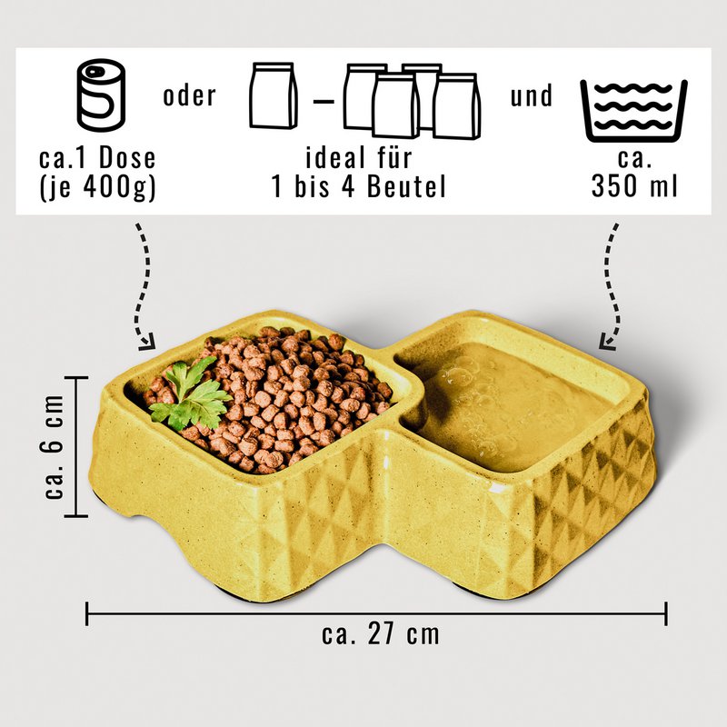 Ne & No® Bamboo Double Bowl para gatos y perros