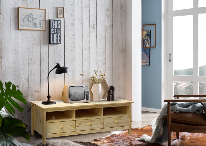 TV lowboard with 3 drawers and 3 open compartments