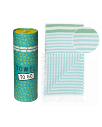TOWEL TO GO BALI Bawełniany ręcznik plażowy 180x100 cm | Lekki | Turkusowy / Zielony | z pudełkiem upominkowym