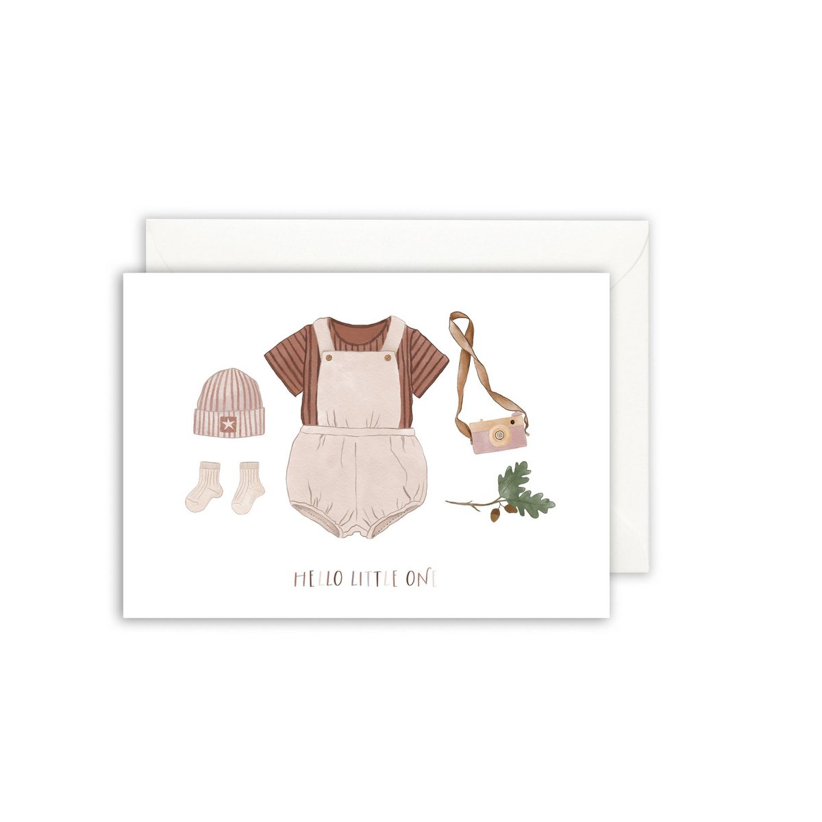 Tarjeta de felicitación · Vestido de bebé | marrón